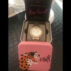 New Fossil Two Tone Watch & Tin Box.